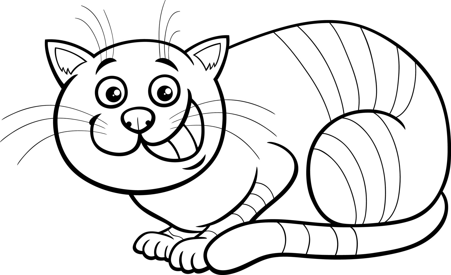 desenho de desenho animado gato malhado personagem animal em quadrinhos  para colorir 14178259 Vetor no Vecteezy